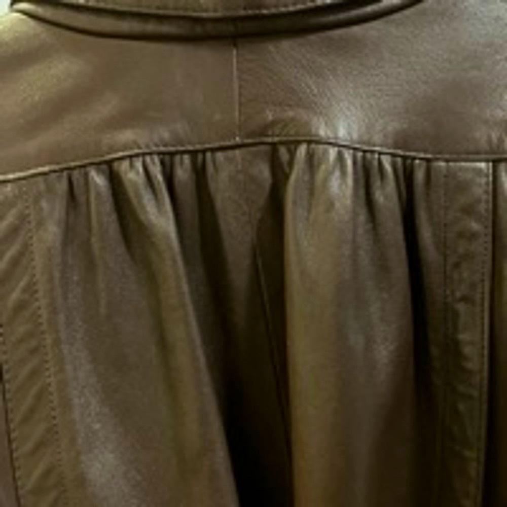 Vera Pelle Lined Leather Coat Brown Convertible Belted Size 3X - Picture 6 of 13